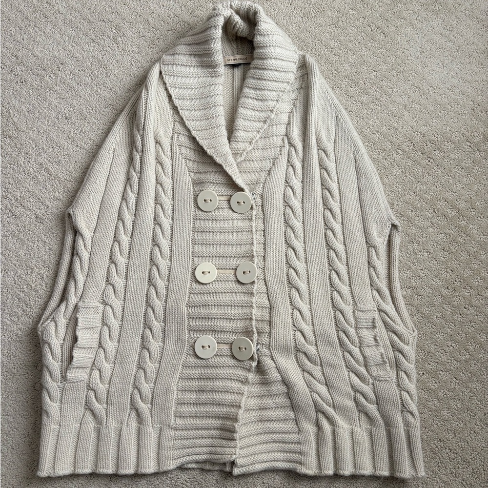 See by Chloe cable knit wool poncho size 4